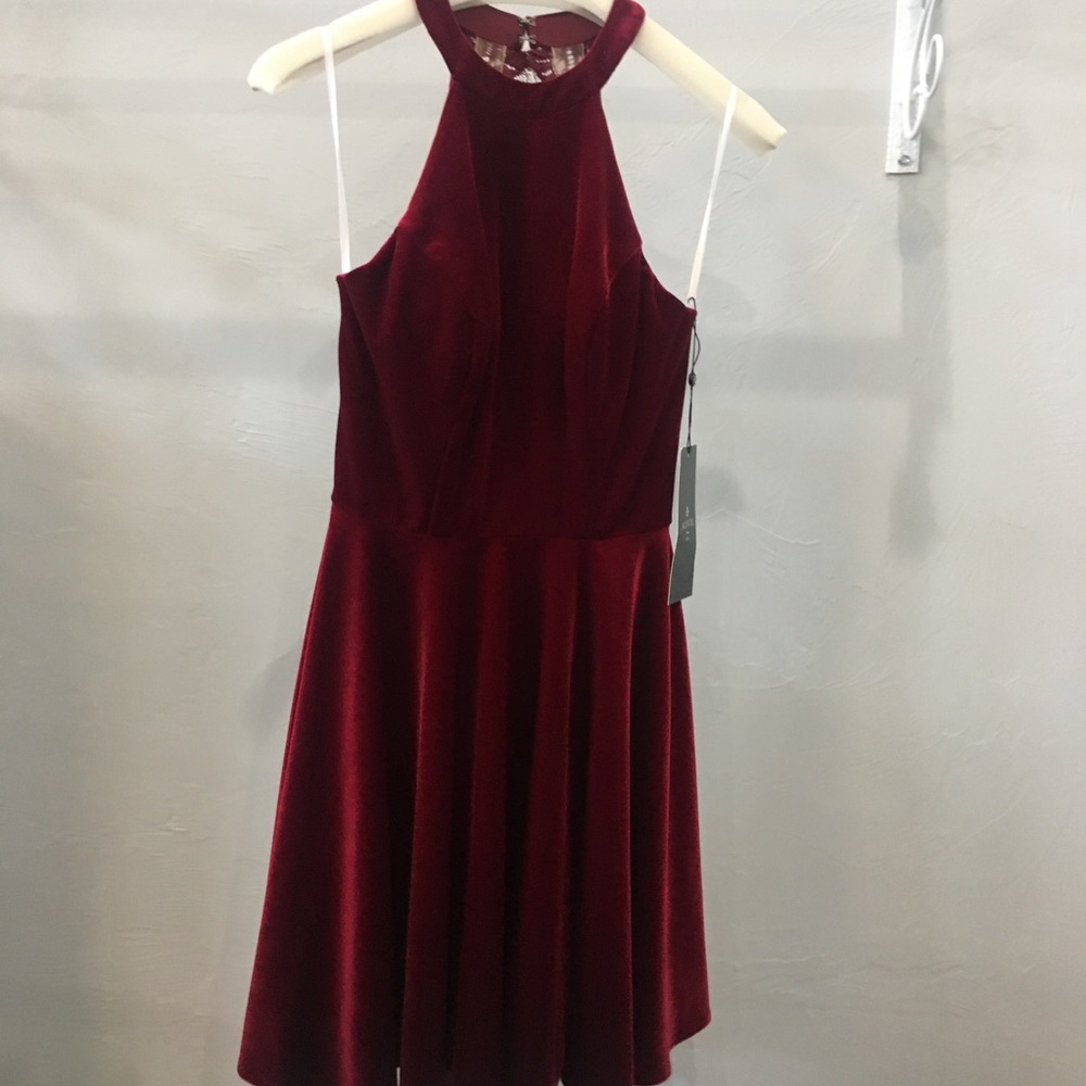 velvet, lace open back short cocktail formal dress